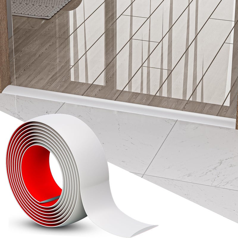 Greymond Floor Transition Strip Cover Strips, Self Adhesive Vinyl Flooring Transitions Divider for Carpet,Threshold,Floor Tiles and Gaps, 20FTx1.57in(White) - Image 1
